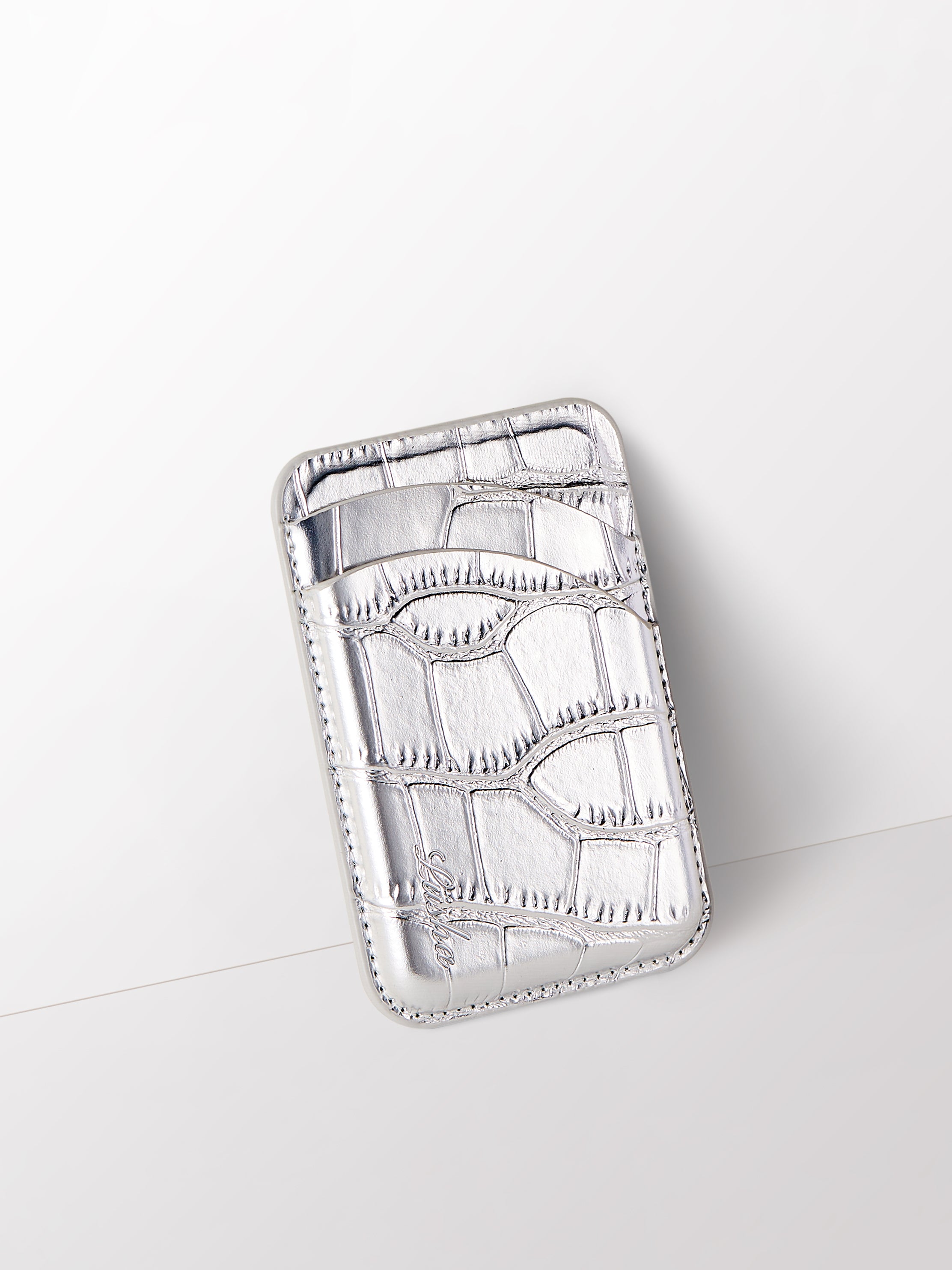 Lüsha Chrome Croc Magsafe Cardholder